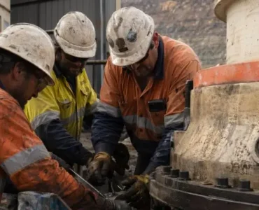Fractional Crusher Engineering Support Field technicians performing fractional crusher engineering support during cone crusher maintenance on-site