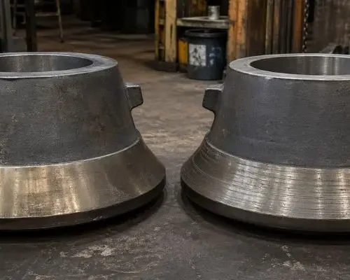 OEM replacement cone crusher parts side-by-side comparison in workshop