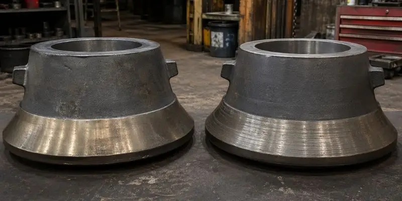 OEM replacement cone crusher parts side-by-side comparison in workshop