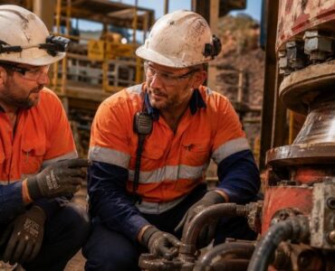 Fractional crusher engineering support Crusher engineer providing direct fractional crusher engineering support to a mine maintenance team member at an active mining site