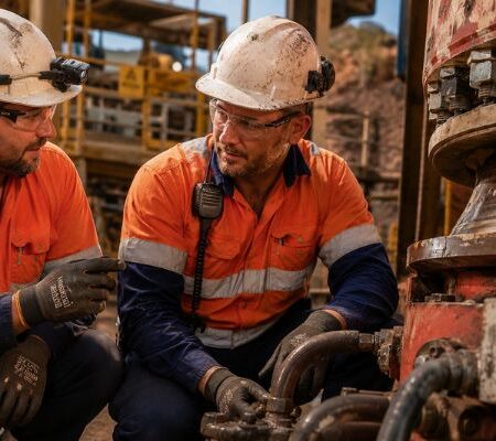 Crusher engineer providing direct fractional crusher engineering support to a mine maintenance team member at an active mining site